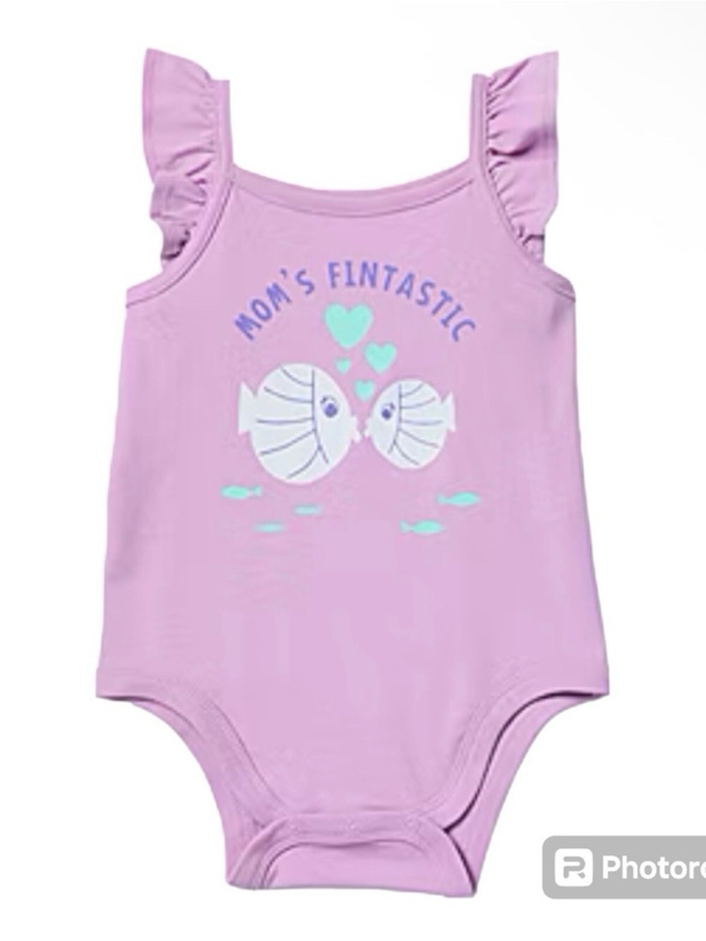 Baby Girls Purple Mom's Fintastic Ruffle Strap Bodysuit Fish Graphic 18/24M